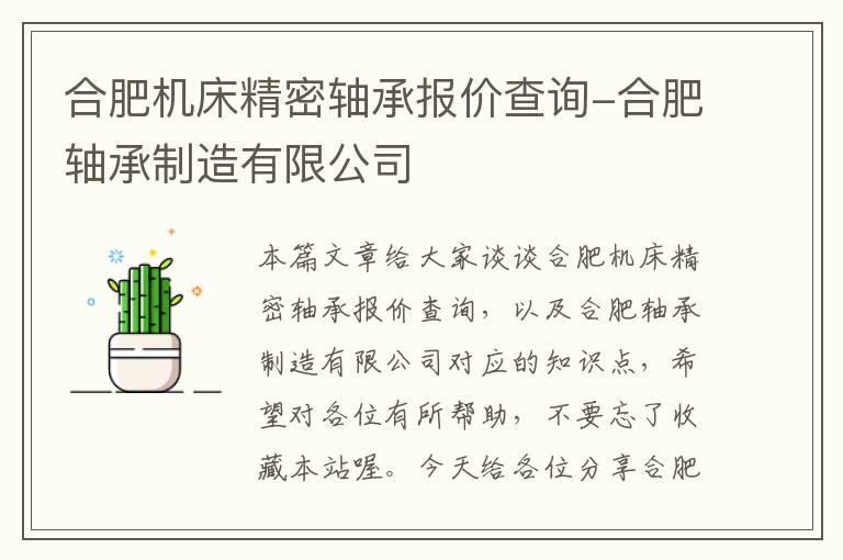 合肥机床精密轴承报价查询-合肥轴承制造有限公司