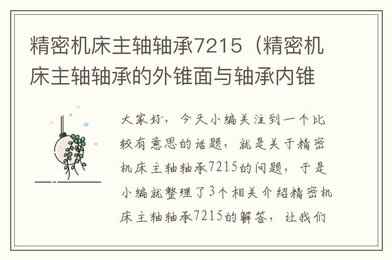 精密机床主轴轴承7215（精密机床主轴轴承的外锥面与轴承内锥面要留有间隙嘛）