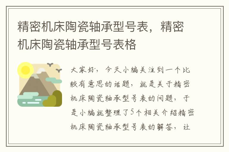 精密机床陶瓷轴承型号表，精密机床陶瓷轴承型号表格