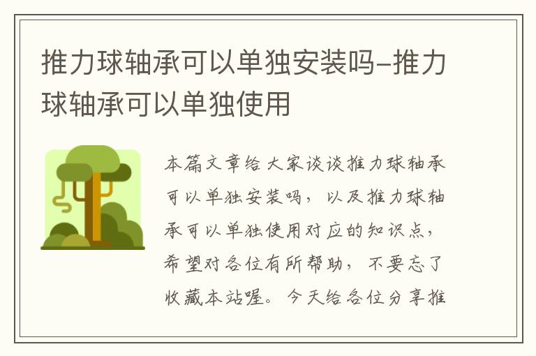 推力球轴承可以单独安装吗-推力球轴承可以单独使用