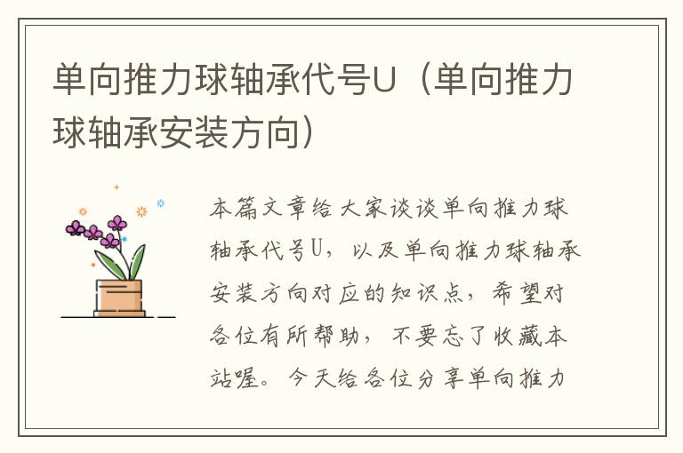 单向推力球轴承代号U（单向推力球轴承安装方向）