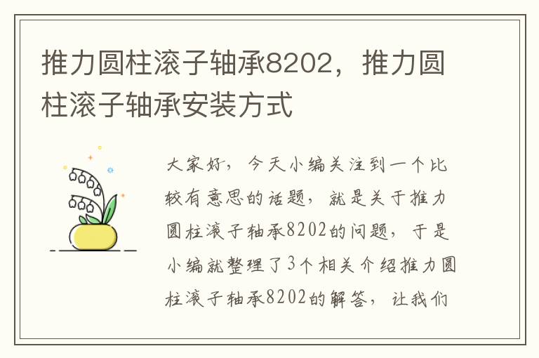 推力圆柱滚子轴承8202，推力圆柱滚子轴承安装方式