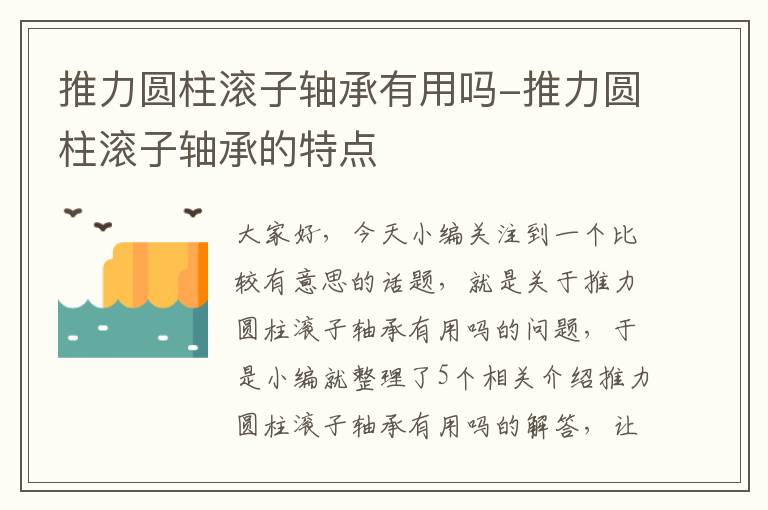 推力圆柱滚子轴承有用吗-推力圆柱滚子轴承的特点