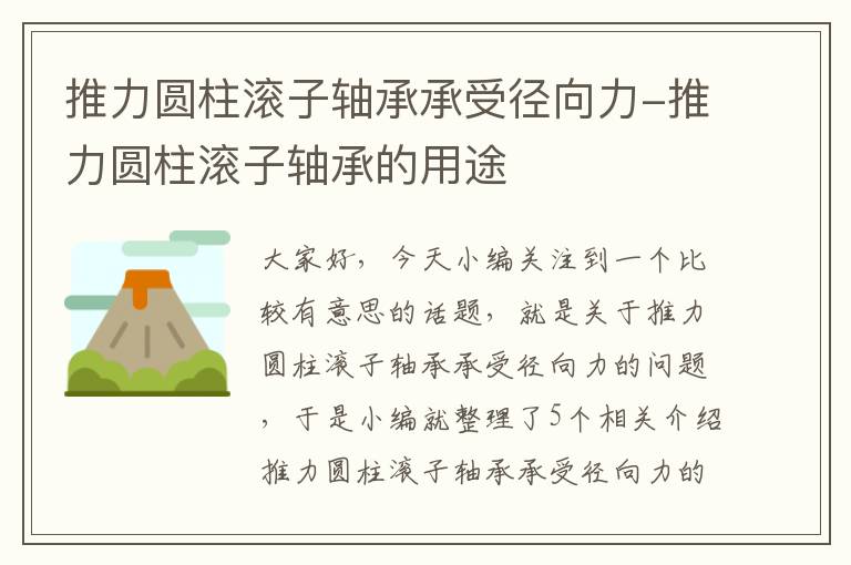 推力圆柱滚子轴承承受径向力-推力圆柱滚子轴承的用途