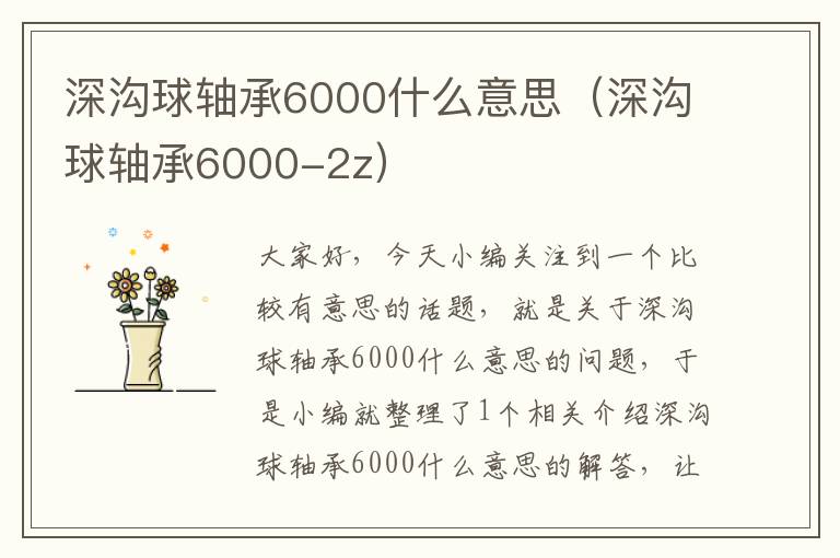 深沟球轴承6000什么意思（深沟球轴承6000-2z）