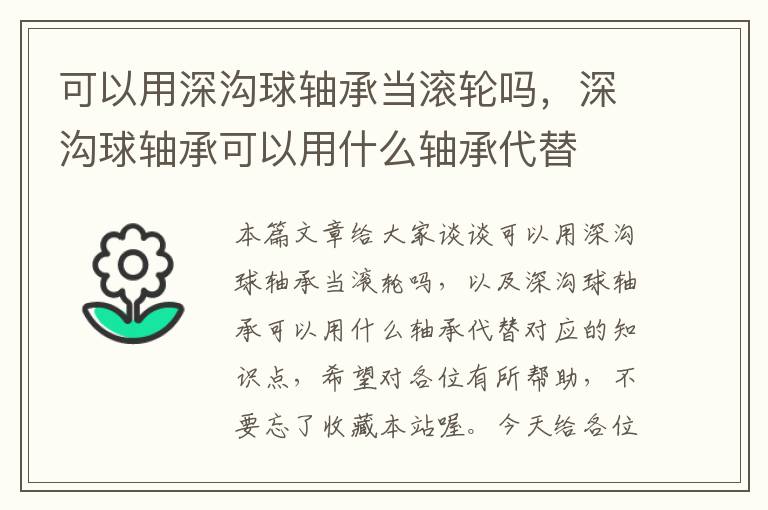 可以用深沟球轴承当滚轮吗，深沟球轴承可以用什么轴承代替