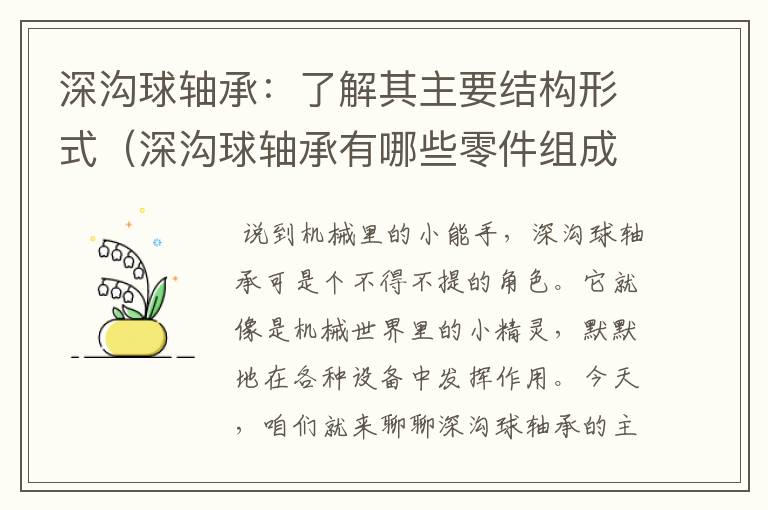 深沟球轴承：了解其主要结构形式（深沟球轴承有哪些零件组成）