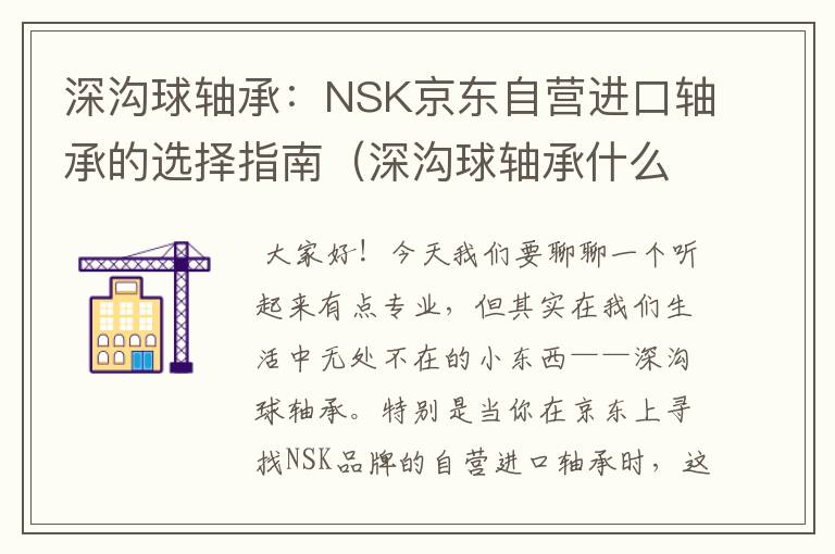 深沟球轴承：NSK京东自营进口轴承的选择指南（深沟球轴承什么牌子好）