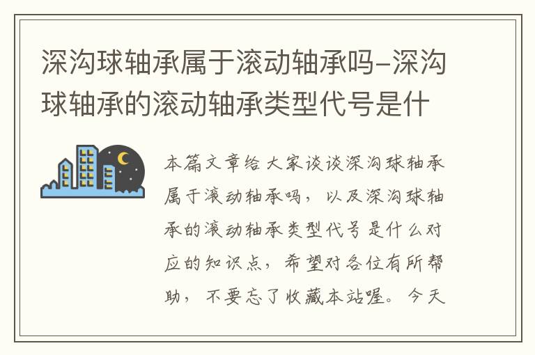 深沟球轴承属于滚动轴承吗-深沟球轴承的滚动轴承类型代号是什么