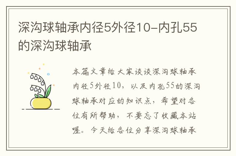 深沟球轴承内径5外径10-内孔55的深沟球轴承