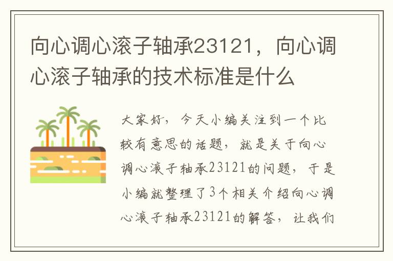 向心调心滚子轴承23121，向心调心滚子轴承的技术标准是什么