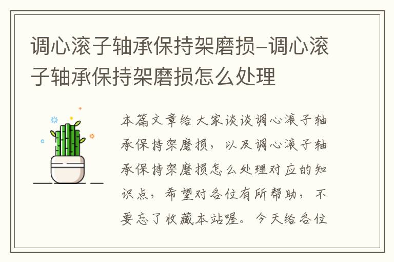 调心滚子轴承保持架磨损-调心滚子轴承保持架磨损怎么处理