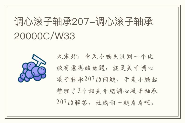 调心滚子轴承207-调心滚子轴承20000C/W33