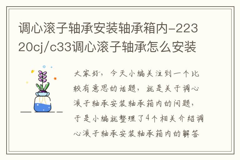 调心滚子轴承安装轴承箱内-22320cj/c33调心滚子轴承怎么安装