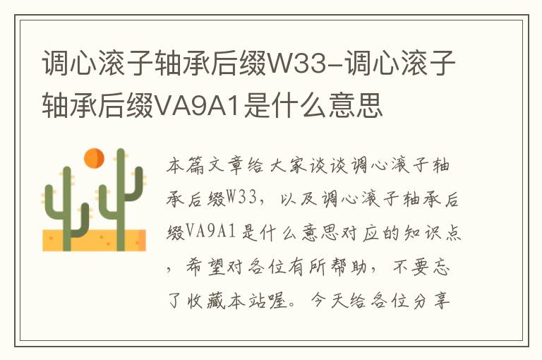 调心滚子轴承后缀W33-调心滚子轴承后缀VA9A1是什么意思