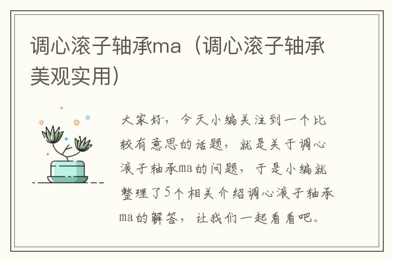 调心滚子轴承ma（调心滚子轴承美观实用）