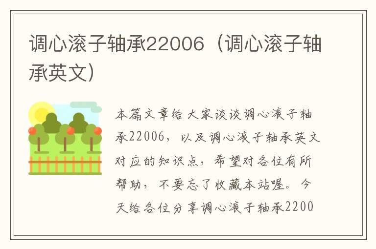 调心滚子轴承22006（调心滚子轴承英文）