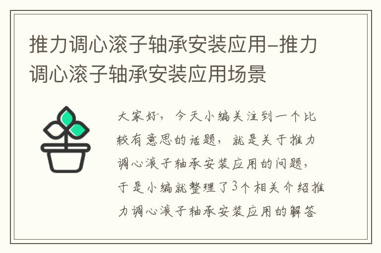 推力调心滚子轴承安装应用-推力调心滚子轴承安装应用场景